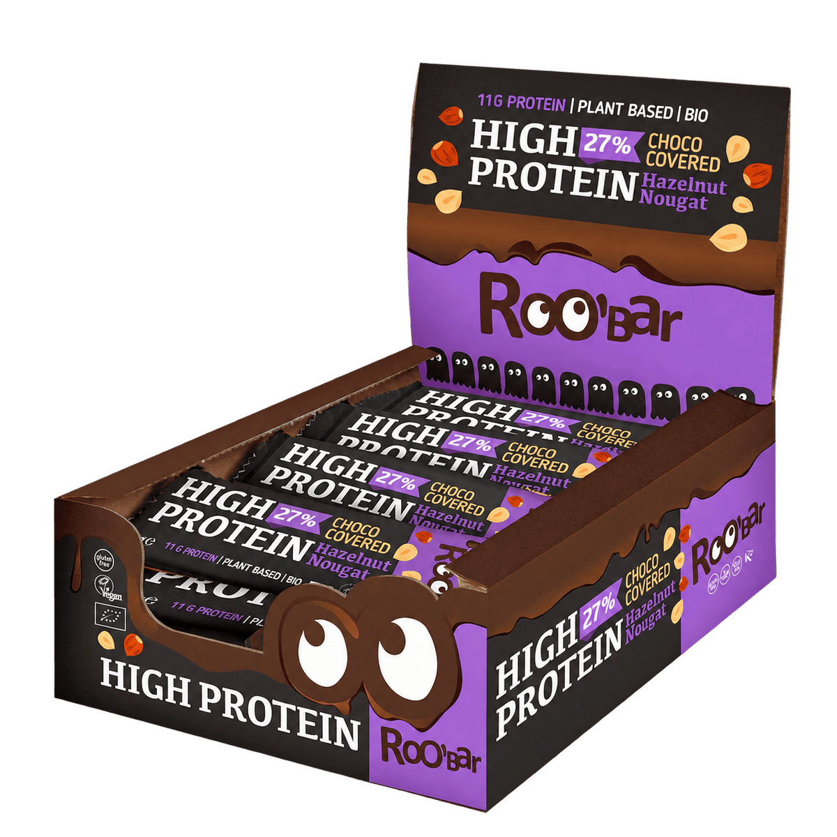 Roobar Schoko-Riegel High-Protein Schokoriegel mit Haselnuss Nougat