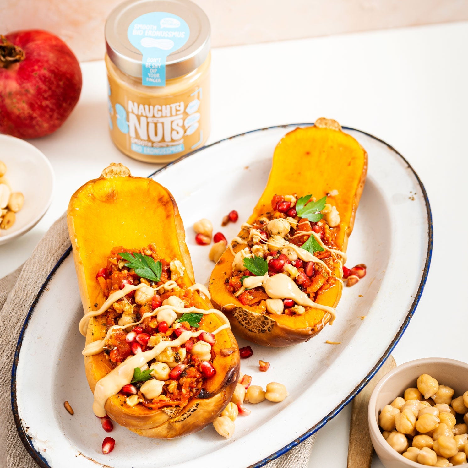 Gefüllter Butternut mit Erdnussmus Smooth